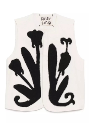 Kinyan Lam appliqué embroidered vest - Neutrals