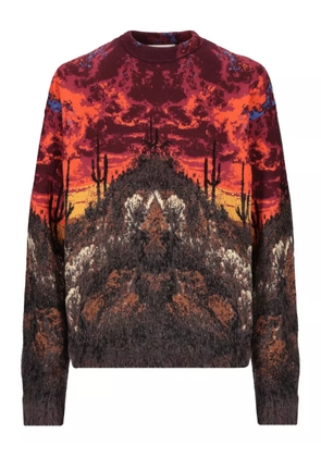 Laneus patterned-jacquard sweater - Red