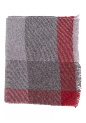 Brunello Cucinelli checked frayed-edge scarf - Grey