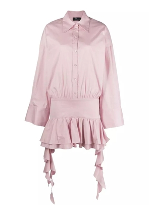 Blumarine dropped-waist ruffled shirtdress - Pink