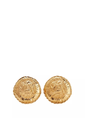 CHANEL Pre-Owned 1970-1980 Gold Plated Leaves Round Clip On Earrings costume earrings