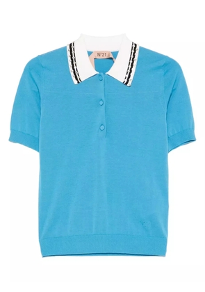 Nº21 crystal-embellished polo top - Blue