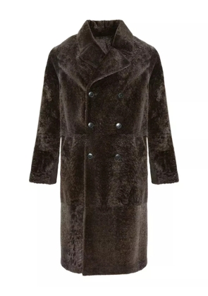 Yves Salomon double-breasted shearling coat - Brown