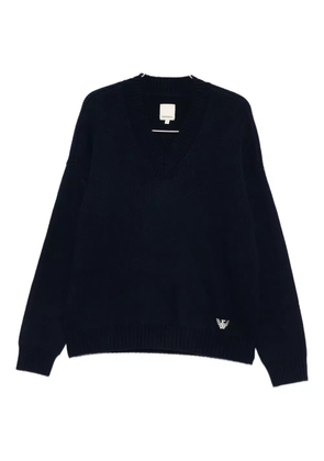 Emporio Armani v-neck logo-detail sweater - Blue