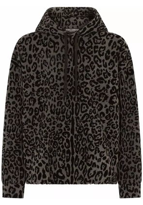 Dolce & Gabbana leopard print drawstring hoodie - Black
