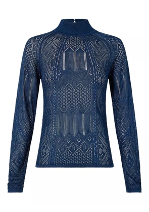 Camilla long-sleeve crystal-embellishment top - Blue