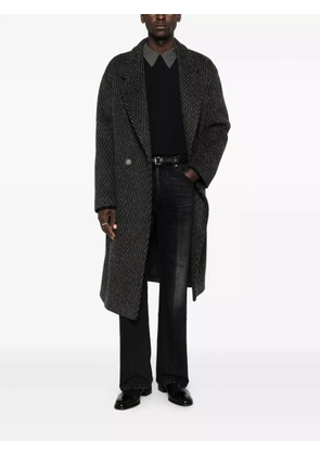 Hevo double-breasted herringbone coat - Black