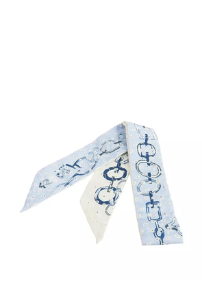 Hermès Pre-Owned 2000-2025 Do Re Boucles Broderie Anglaise Twilly Silk Scarf scarves - Blue