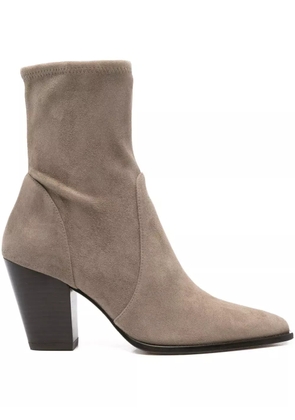 Stuart Weitzman 80mm pointed-toe sock boots - Grey
