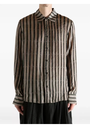 Ziggy Chen striped buttoned shirt - Green