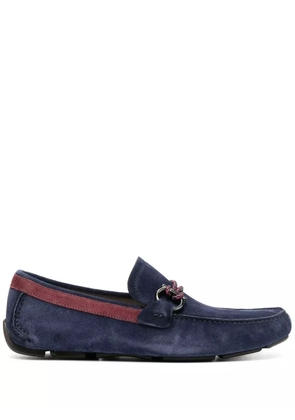 Ferragamo Front suede-leather Gancini loafers - Blue