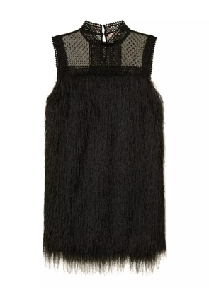 TWINSET fringed lace-incet mini dress - Black