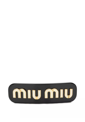 Miu Miu Pre-Owned logo-lettering hair clip - Black