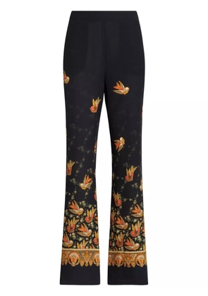 ETRO silk paisley-print straight trousers - Black