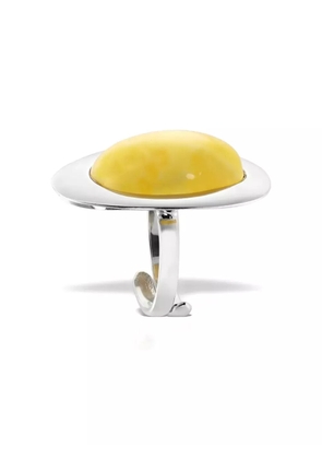 OBSIDIAN plated oval ring - Silver