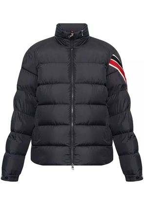 Moncler striped logo patch down jacket - Blue
