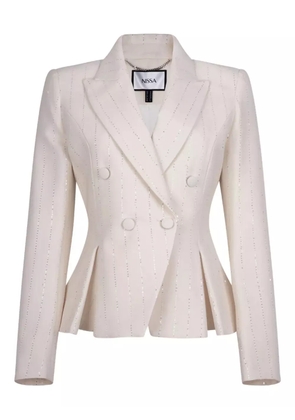 NISSA striped double-breasted blazer - White