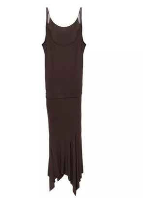 The Attico layered mermaid-silhouette maxi dress - Brown