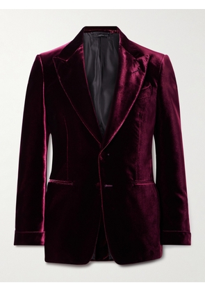 TOM FORD - Shelton Velvet Tuxedo Jacket - Men - Burgundy - IT 44