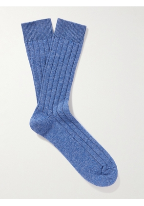 William Lockie - Ribbed Cashmere-Blend Socks - Men - Blue - S