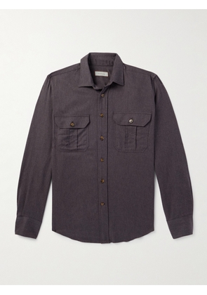 Canali - Brushed-Cotton Flannel Overshirt - Men - Brown - S