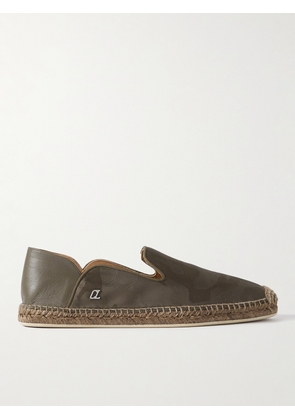 Christian Louboutin - Leather-Trimmed Logo-Jacquard Canvas Espadrilles - Men - Green - EU 41