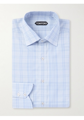 TOM FORD - Checked Cotton-Poplin Shirt - Men - Blue - EU 39