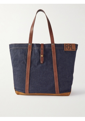 RRL - Suede and Leather-Trimmed Denim Tote Bag - Men - Blue