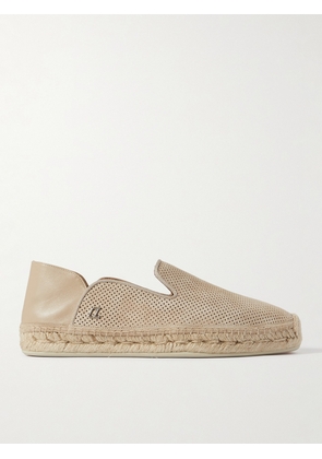 Christian Louboutin - Espadon Perforated Suede Espadrilles - Men - Neutrals - EU 40