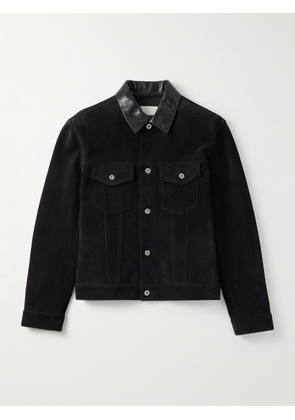 Jil Sander - Leather-Trimmed Suede Trucker Jacket - Men - Black - IT 48