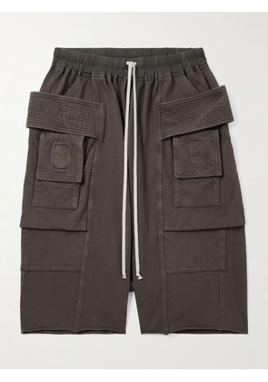 DRKSHDW By Rick Owens - Creatch Straight-Leg Brushed Cotton-Jersey Drawstring Cargo Shorts - Men - Brown - XS