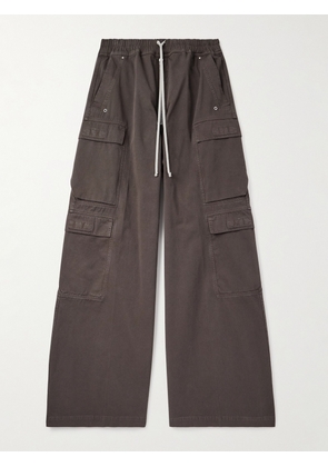 DRKSHDW By Rick Owens - DRKSHDW Wide-Leg Cotton Drawstring Cargo Trousers - Men - Brown - XS