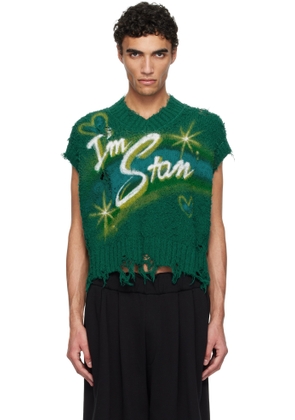 doublet Green Airbrush Recycled Cotton Knit Vest