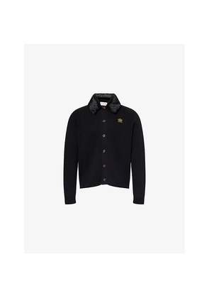 Mens Thames Le Vig Faux-Fur Collar Cotton-Knit Cardigan