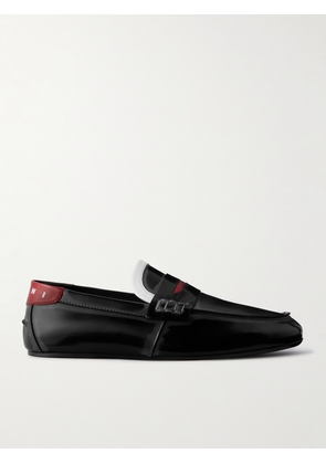 Marni - Logo-Print Glossed-Leather Loafers - Men - Black - EU 40
