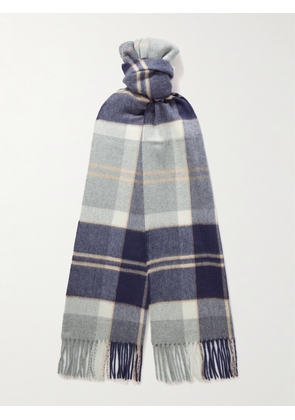Johnstons of Elgin - Fringed Checked Cashmere Scarf - Men - Blue