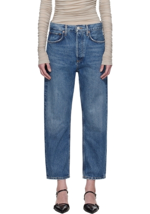 AGOLDE Blue 90's Crop Mid Rise Straight Jeans