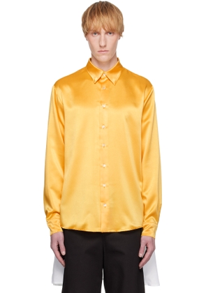 ANDREJ GRONAU Yellow Satin & Popeline Drape Double Shirt