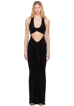 Christopher Esber Black Vivenda Drape Front Maxi Dress
