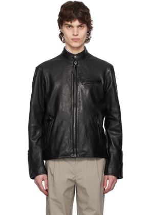 Polo Ralph Lauren Black Café Racer Leather Jacket