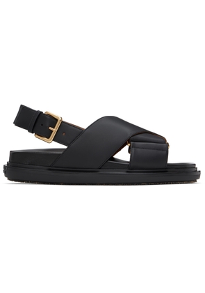 Marni Black Leather Fussbett Sandals