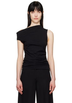 Dries Van Noten Black Off-Shoulder Jersey Tank Top