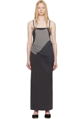 OPEN YY Gray Layered Halter Neck Maxi Dress