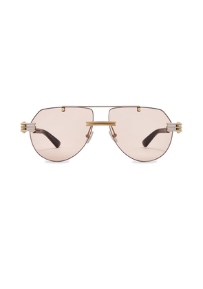 Bottega Veneta Aviator Sunglasses in Silver  Gold  & Brown - Metallic Silver. Size all.