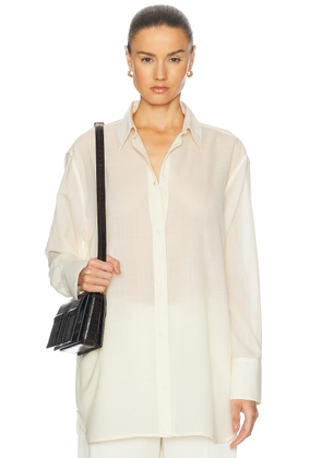 Toteme Relaxed Voile Shirt in Milk - Ivory. Size 34 (also in ).