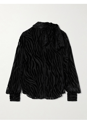 Isabel Marant - Geona Tie-neck Devoré-velvet Blouse - Black - FR 34,FR 36,FR 38,FR 40,FR 42,FR 44