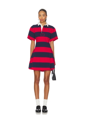 Polo Ralph Lauren Striped Cotton Jersey Rugby Dress in Red. Size L. Also in S, XL, XS.