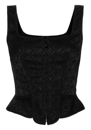 Marine Serre Moon Diamant jacquard corset top - Black