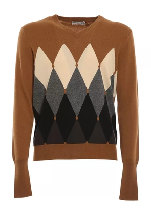 Ballantyne diamond-pattern V-neck sweater - Brown