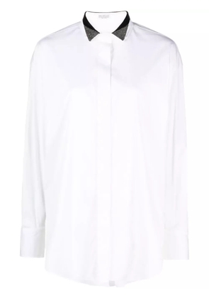 Brunello Cucinelli Monili-collar cotton-blend shirt - White